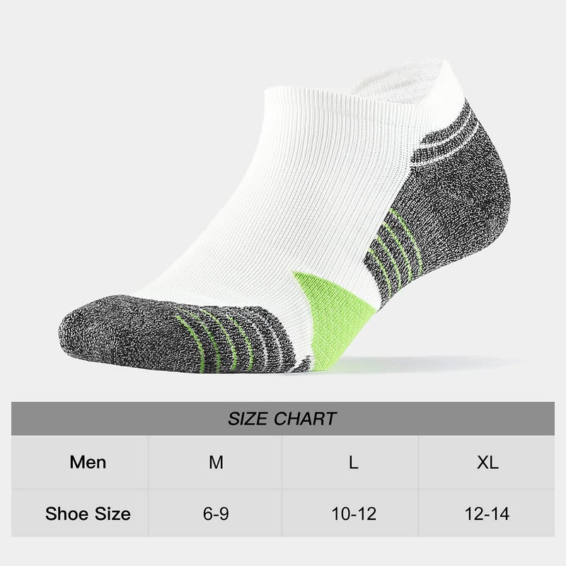 WANDER Men's Athletic Running Socks 7 Pairs Thick Cushion Ankle Socks for Men Sport Low Cut Socks 6-9/10-12 (7 Pairs White Green, Shoe Size: 12-14) - Image 2